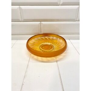Vintage Iridescent Orange Carnival Glass Bowl, Marigold Swirl